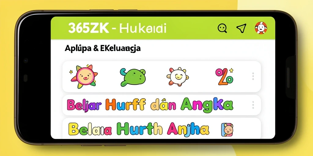 Antarmuka 365ZK yang interaktif untuk belajar huruf dan angka.
