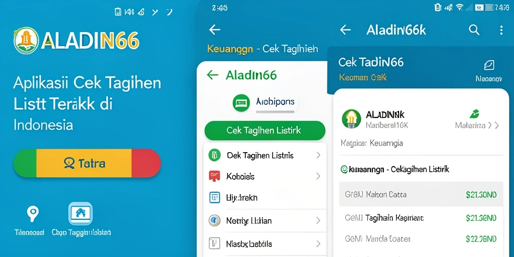Tampilan antarmuka ALADIN66 untuk cek tagihan listrik.