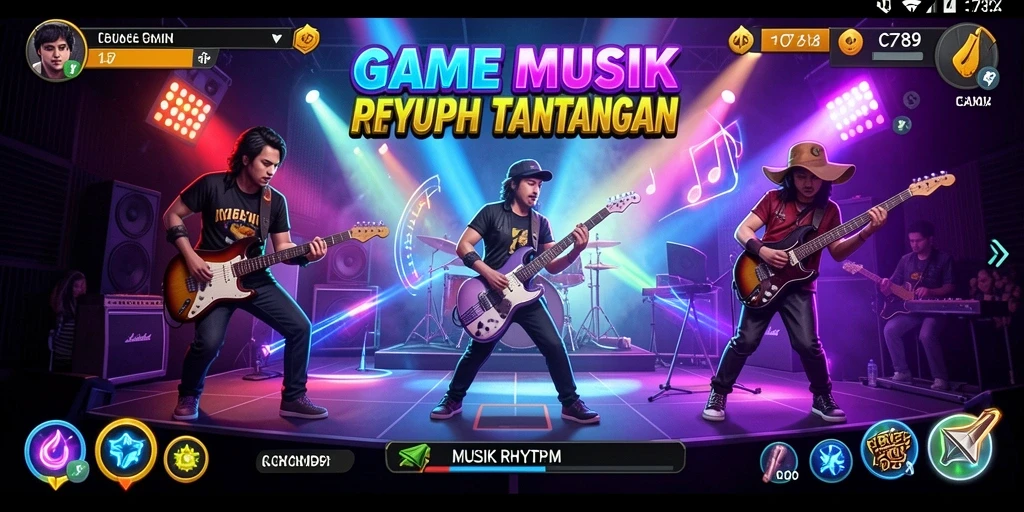 Antarmuka C789 yang menarik dengan elemen Musik Rhythm yang menonjol.