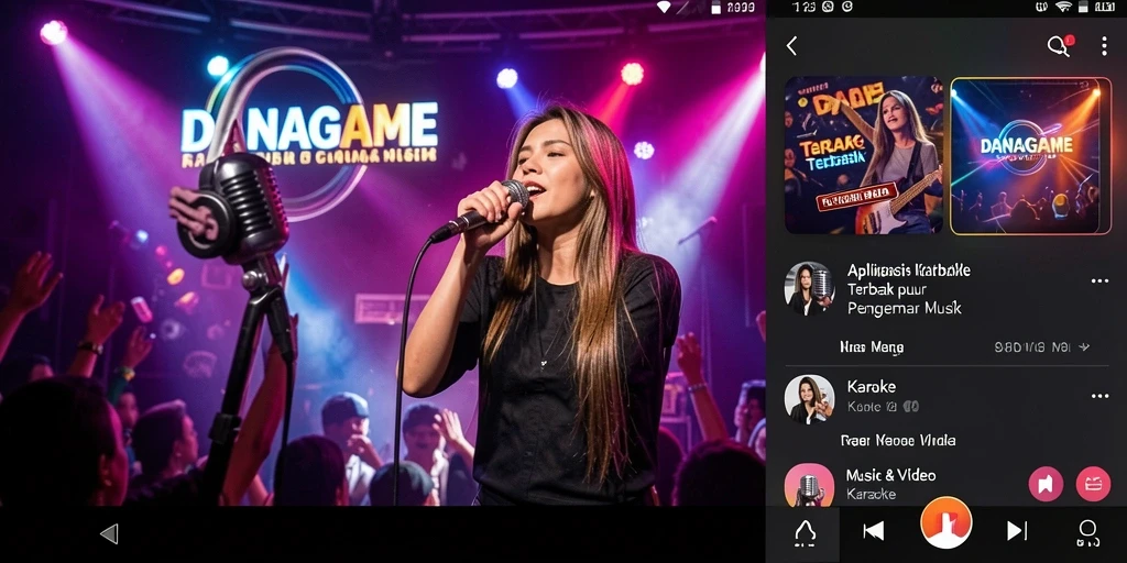 Screenshot antarmuka aplikasi Karaoke DANAGAME yang interaktif dan menyenangkan.