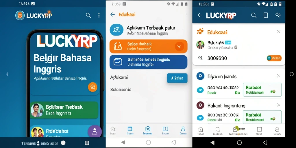 Antarmuka interaktif pengguna aplikasi LUCKYRP untuk belajar Bahasa Inggris.