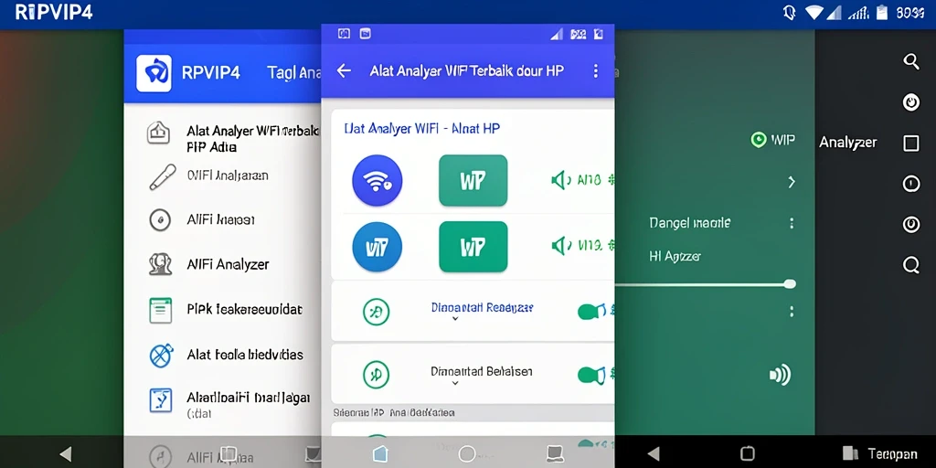 Antarmuka RPVIP4 menunjukkan analisis kekuatan dan kanal WiFi secara detail.