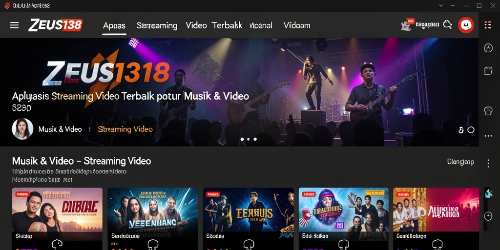Antarmuka pengguna ZEUS138 untuk streaming video yang nyaman dan interaktif.